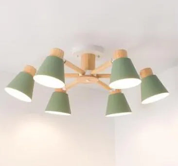 Nordic Creative Isn Macaron ceiling lamp with ironwood construction in multiple colour options