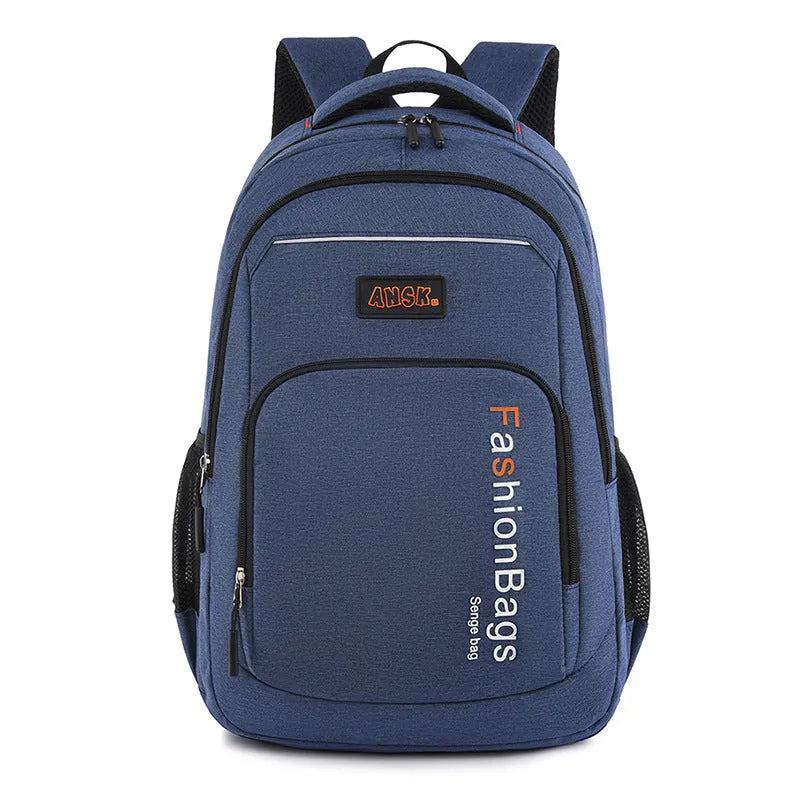 Large black nylon backpack showing multiple compartments and breathable shoulder straps