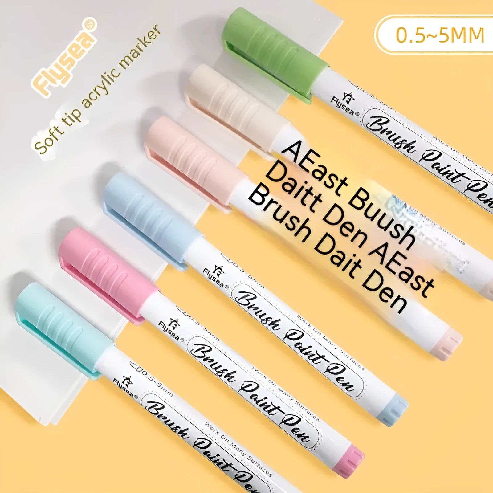 Set of soft head gouache marker pens in a case, showing variety of colours for acrylic painting and lettering.