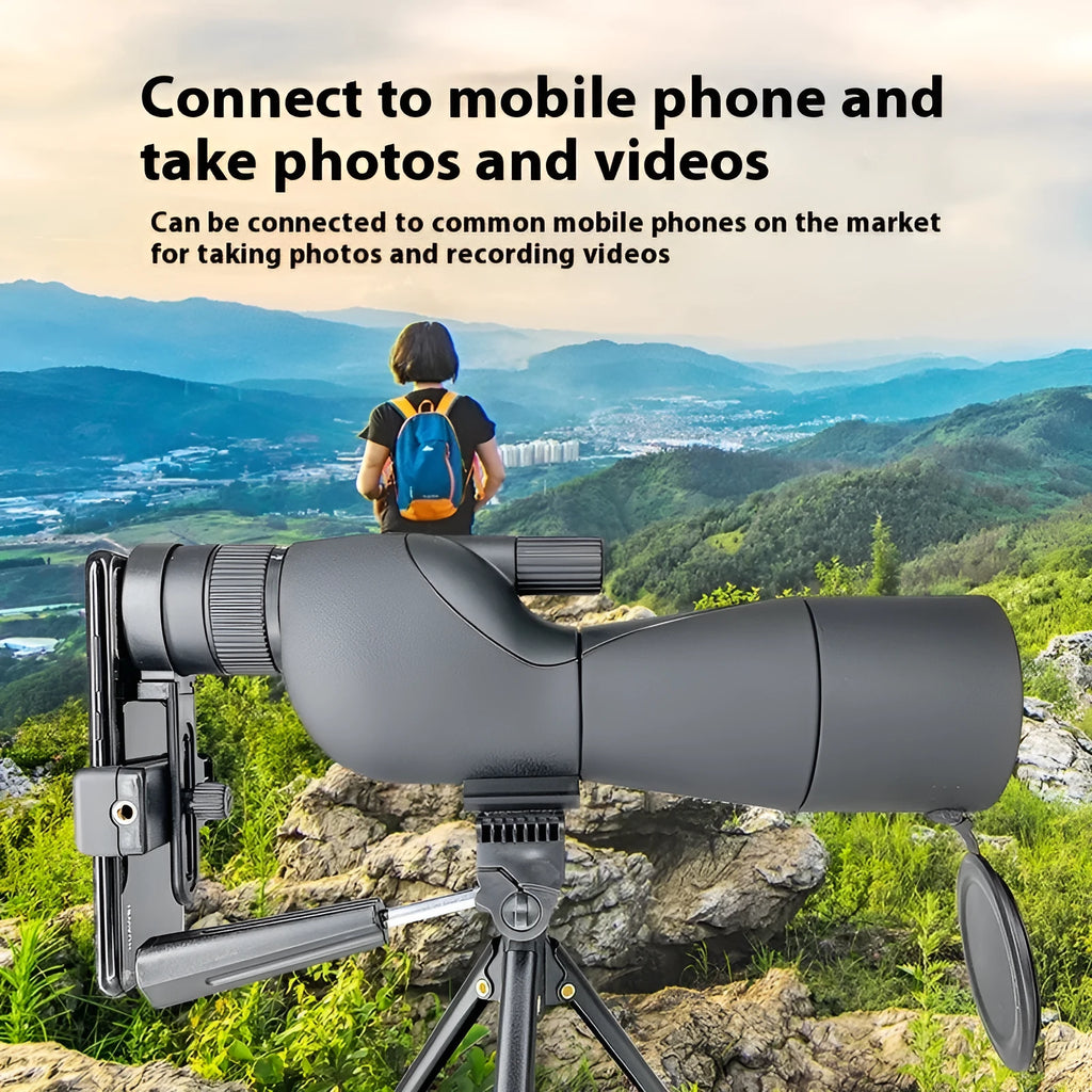 Bird watching monocular zoom telescope 25-75X 500mm focal length 60mm aperture in black