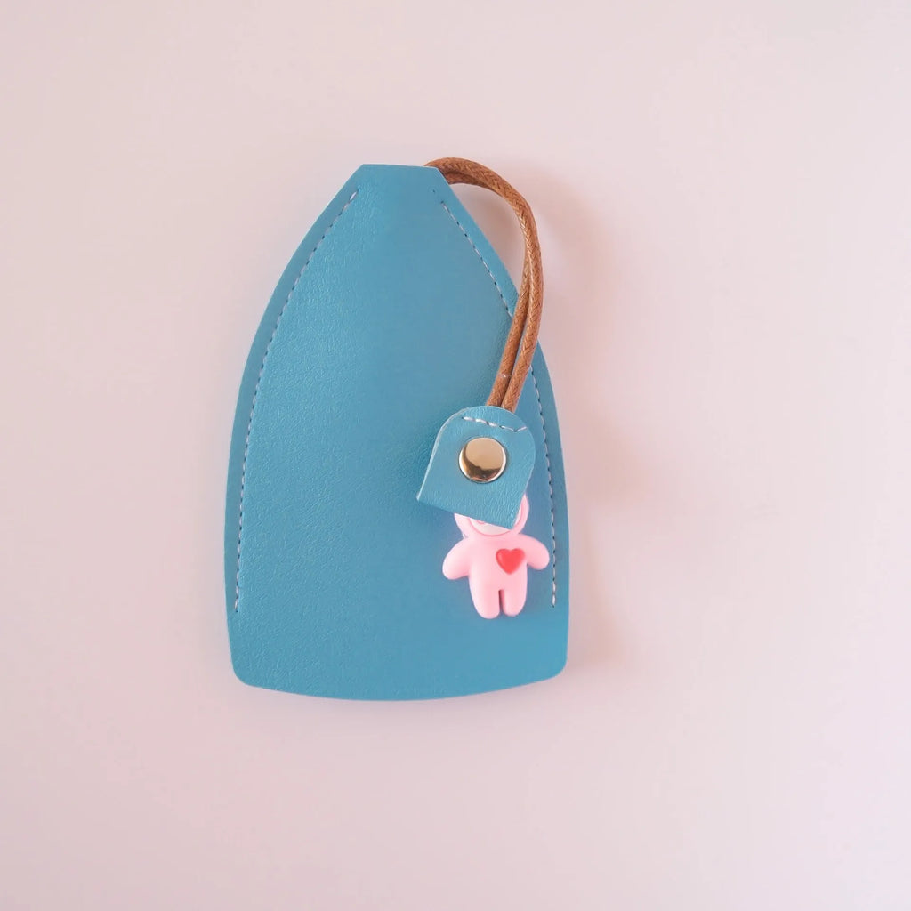 Car key case with RFID protection in black, wine red, sky blue, yellow, and pink colour options.