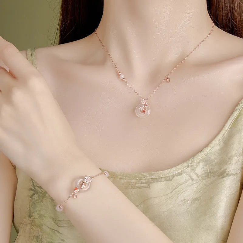 S925 sterling silver white chalcedony crystal bracelet natural stone koi bracelet for women