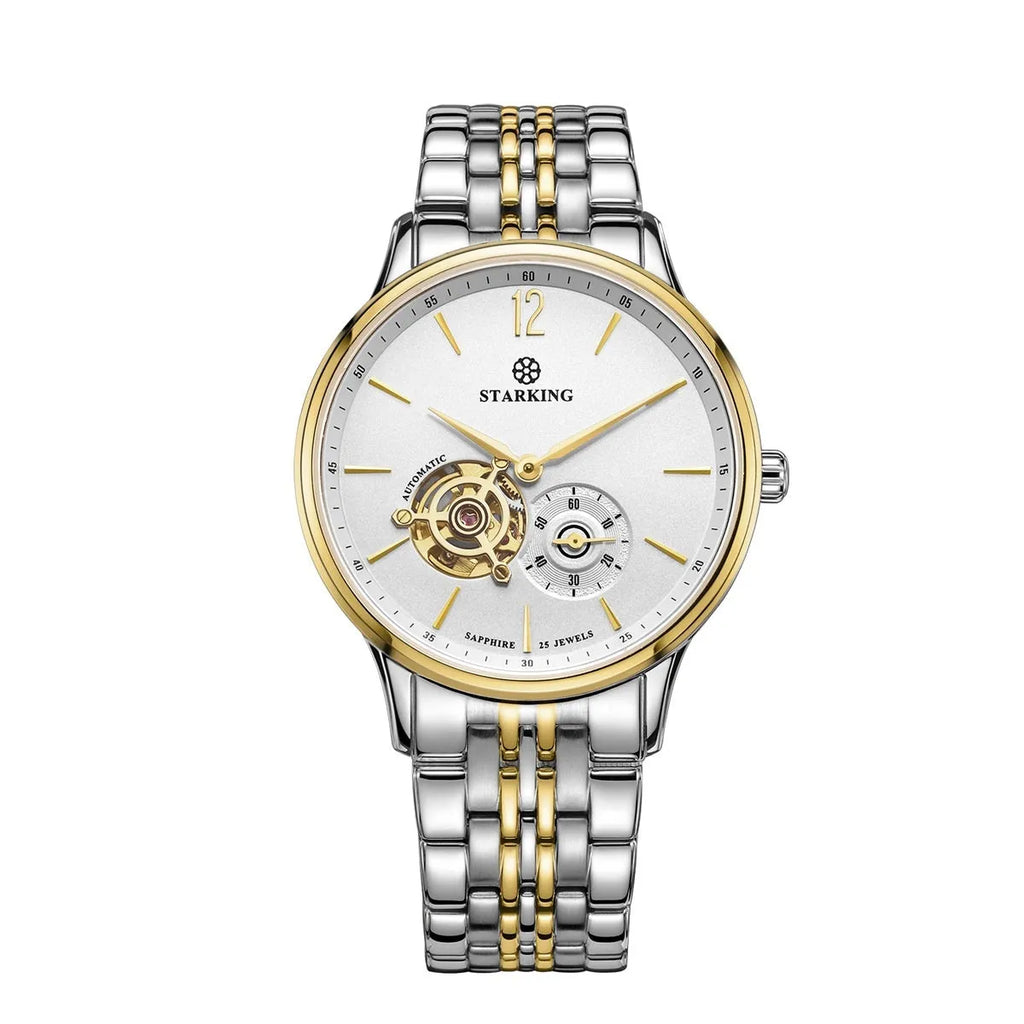 Men's automatic mechanical business watch with sapphire crystal glass and stainless steel case
