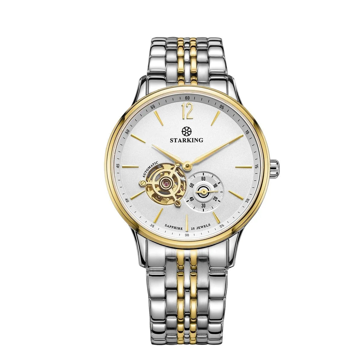 Men's automatic mechanical business watch with sapphire crystal glass and stainless steel case