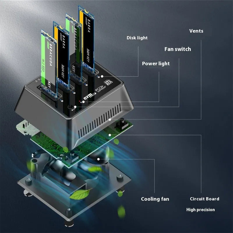 M2 dual protocol SSD aluminium alloy base enclosure on a desk, showing K30174P2 colour.