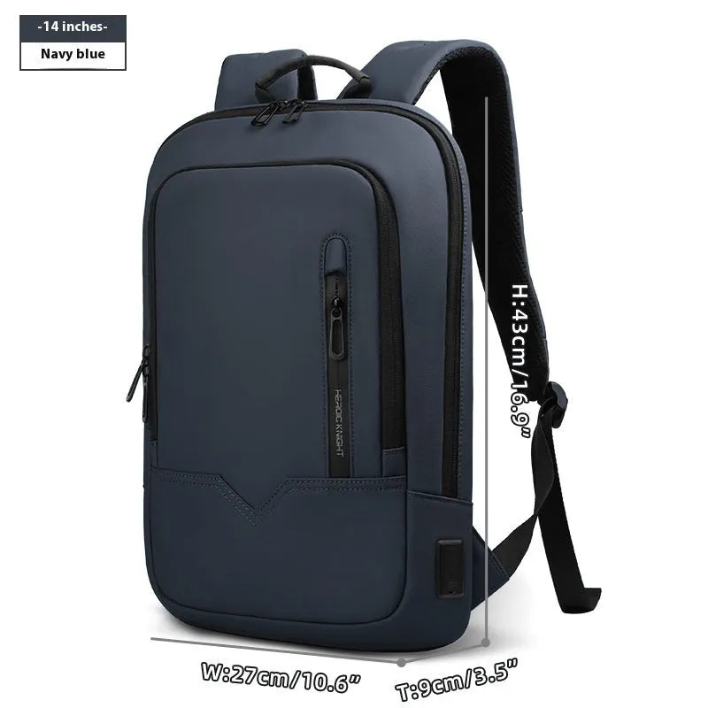 Solid colour lightweight polyester backpack with USB charging port on side, shown in multiple colour options.