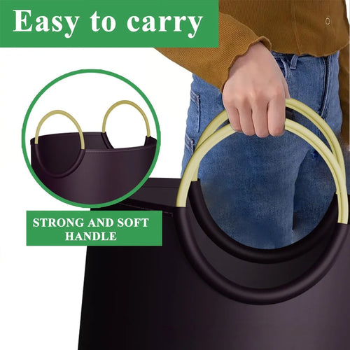 38x72cm round portable plastic trash can with handle in plain and patterned colour options