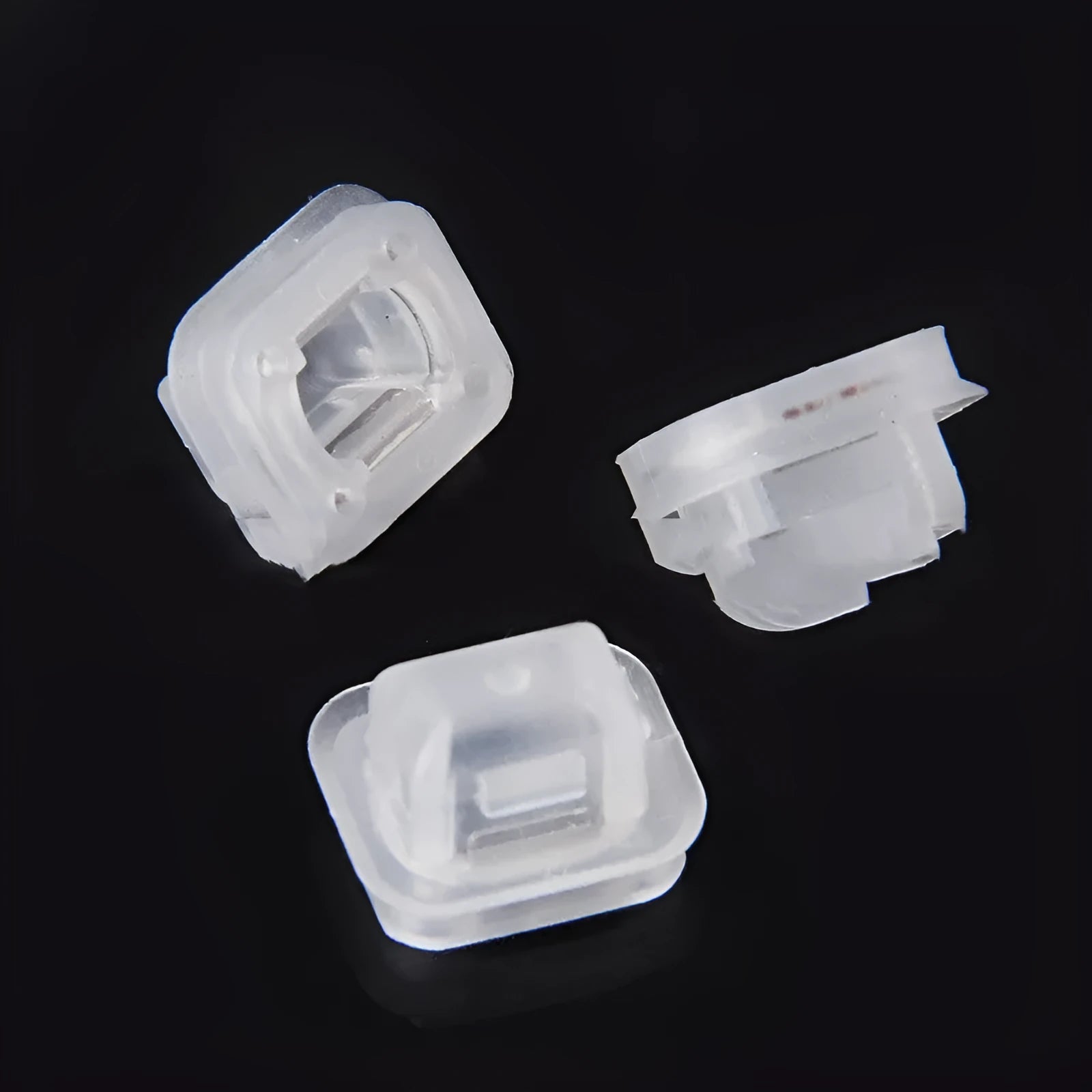 BMW interior plastic seat buckle clips with metal fasteners, transparent colour