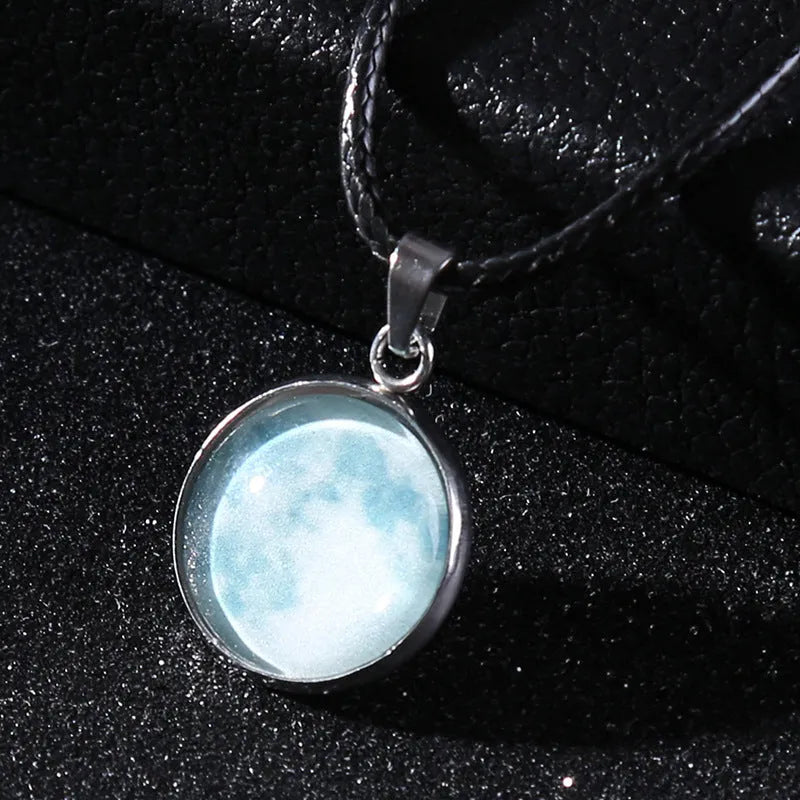 Christmas moon night sky luminous alloy pendant necklace with constellation design on adjustable chain