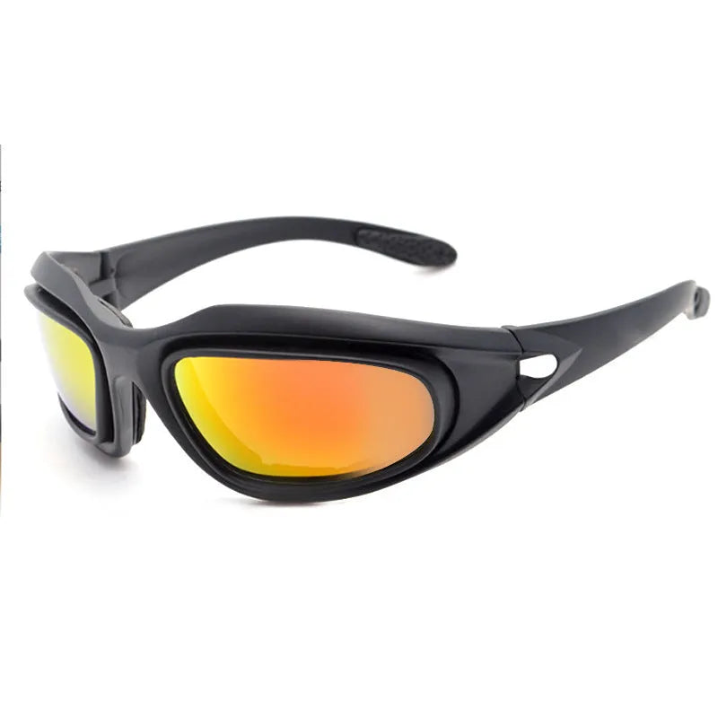 Tactical polarized sunglasses with sports full-rim frame for outdoor cycling