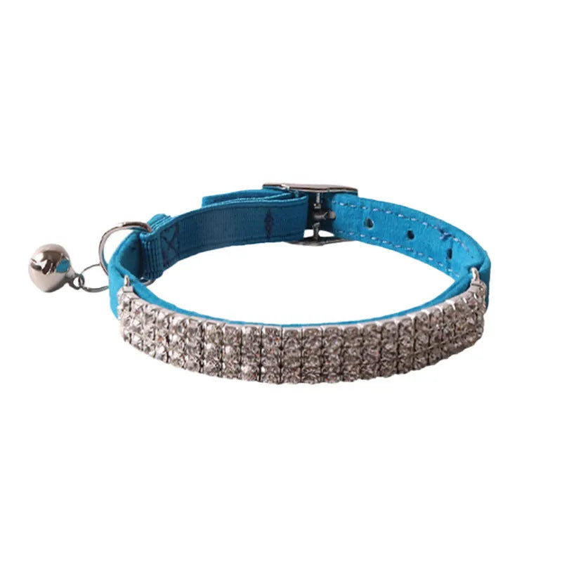 Flocking elastic buckle cat collar with gang drill pattern in multiple colour options