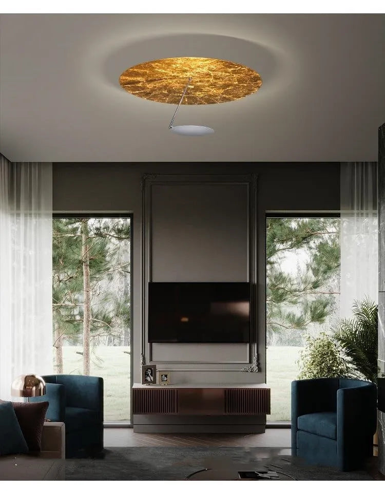 50cm diameter iron ceiling lamp in white or white gold finish with warm LED light