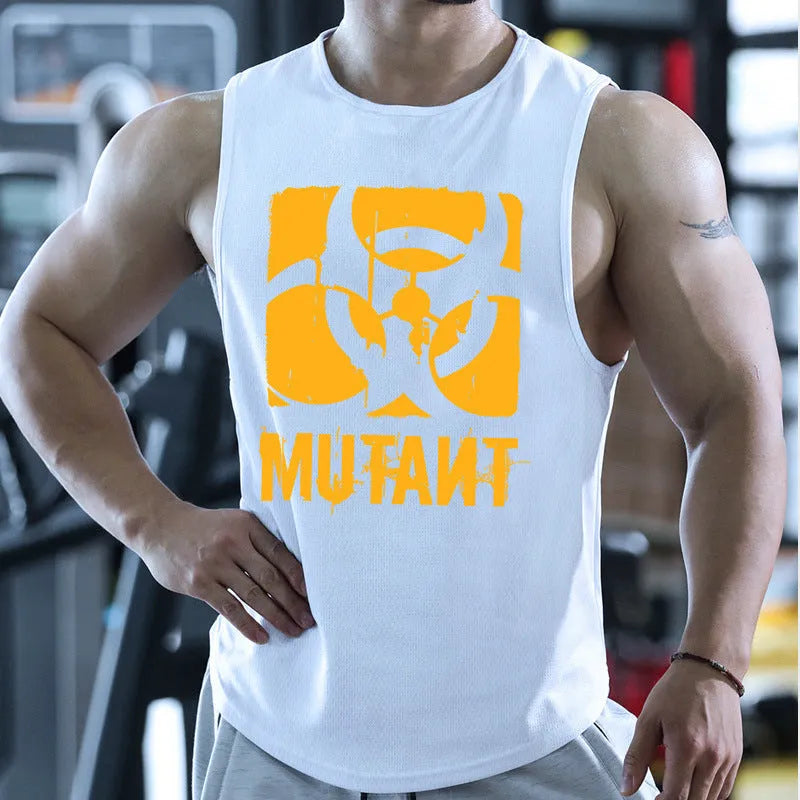 Loose fit polyester training waistcoat shirt for men's fitness workouts