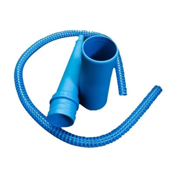 Blue washing machine dust cleaner with 114cm flexible suction pipe and round plastic head