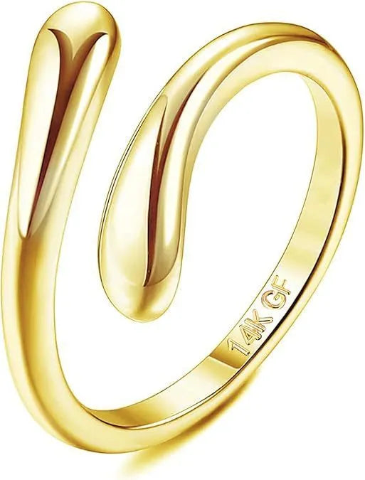 Geometric alloy toe ring with 14K gold plating and rhinestone or water drop accents