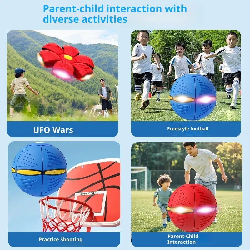Children's bouncing stepping ball UFO deformation flash toy in plastic with elastic upgrade and thick step resistance