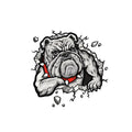Grey Dog pattern motorcycle bumper sticker measuring 17x17cm with customisable length options