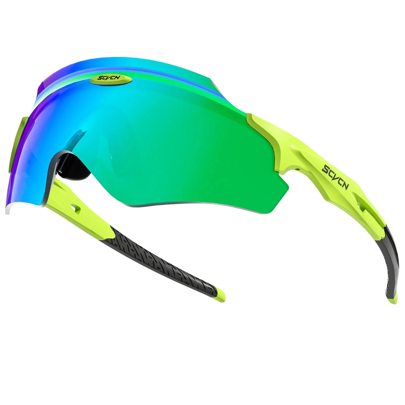 Frameless integrated lens sport glasses in a colour style, made of TR material for wind protection.