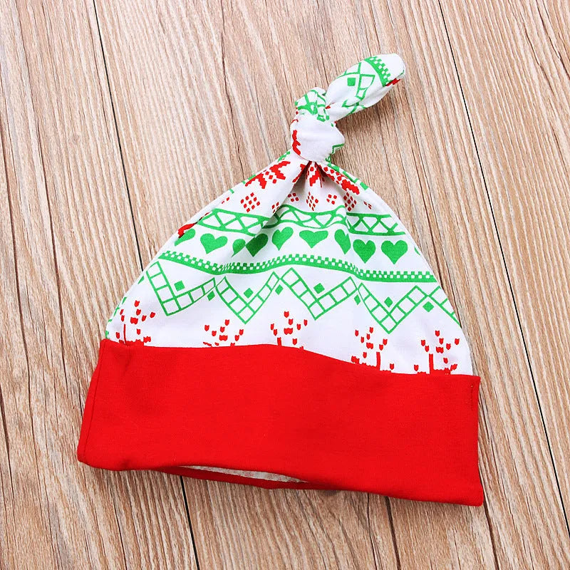 Red cotton long sleeve letter jumpsuit three-piece baby crawling suit set with hat and pants on white background