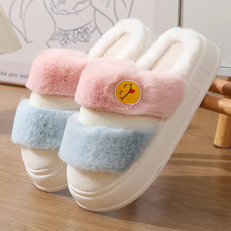 Thermal cotton slippers with plush upper in various colour blends showing oversleeve design