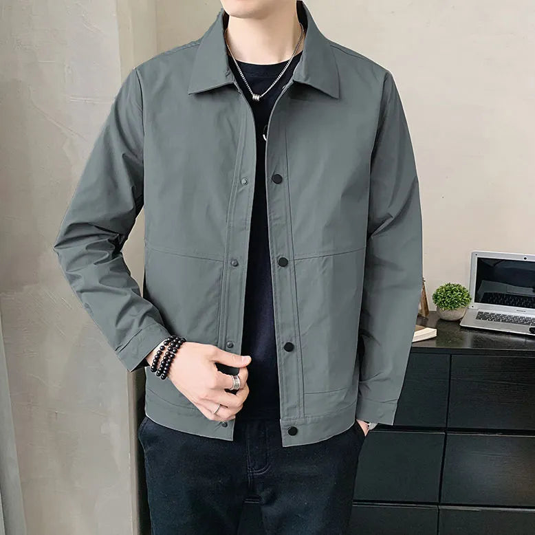 Korean-style thin men's jacket in polyester fabric for spring and autumn wear