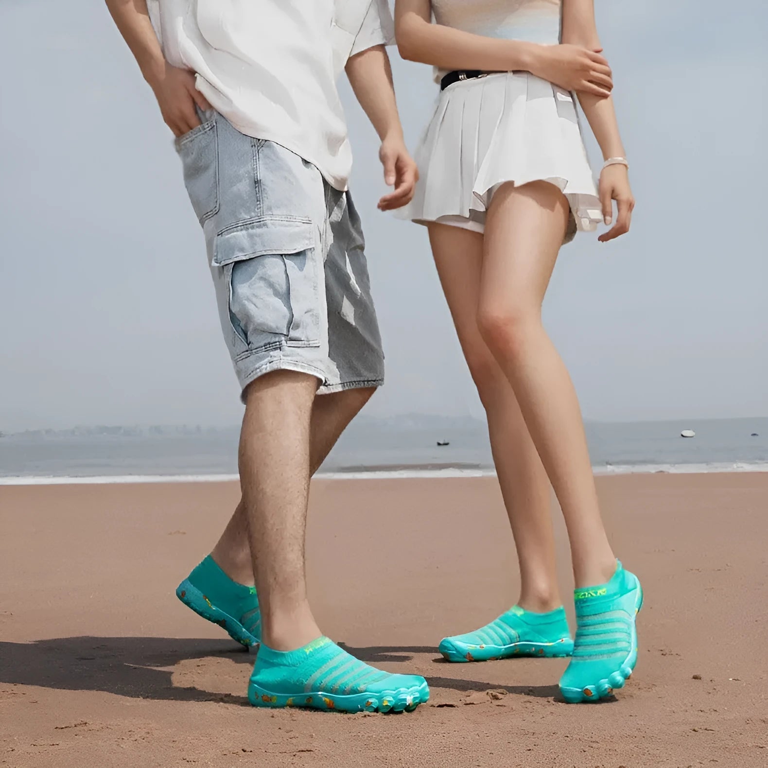 Men's camouflage water shoes with Flyknit upper and rubber sole, shown in lace-up style.