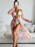 Women's printed bikini swimsuit in quick-dry polyester fabric, showing style from product picture.