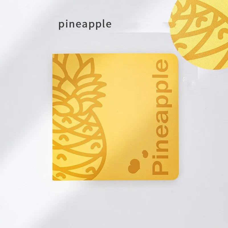 Square 14.5cm notebook with colour embossed fruit design cover and 80g thickened paper pages