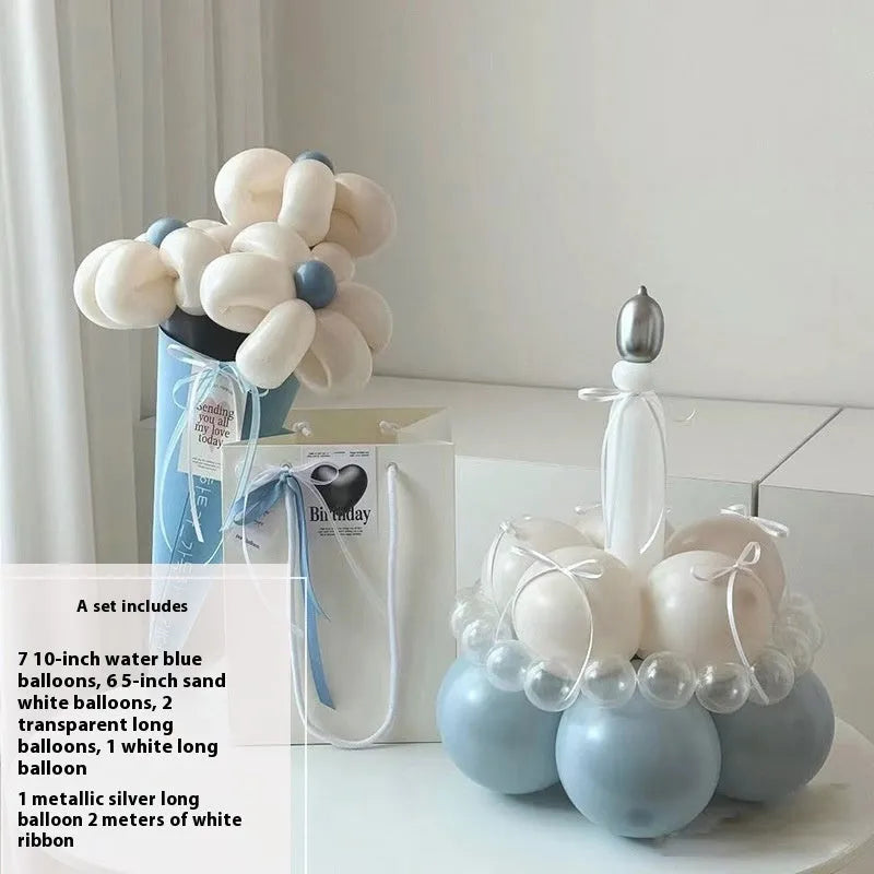 Round balloon bouquet cake DIY decoration set for birthday party centrepieces