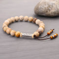 Wood colour stone bead handmade bracelet with retro simple European American style design
