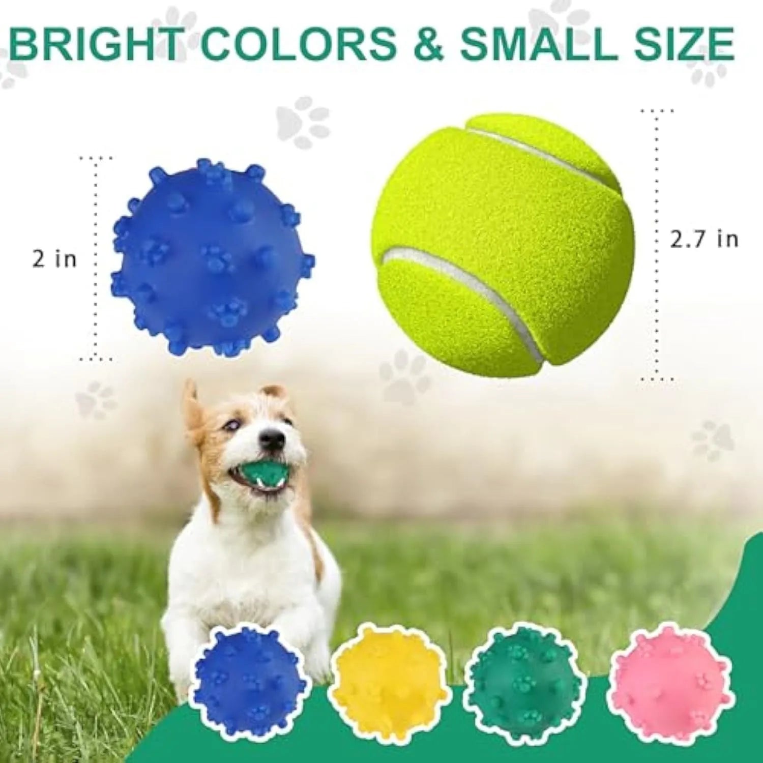 Bright coloured spiky dog toy balls for small puppies with squeaky features