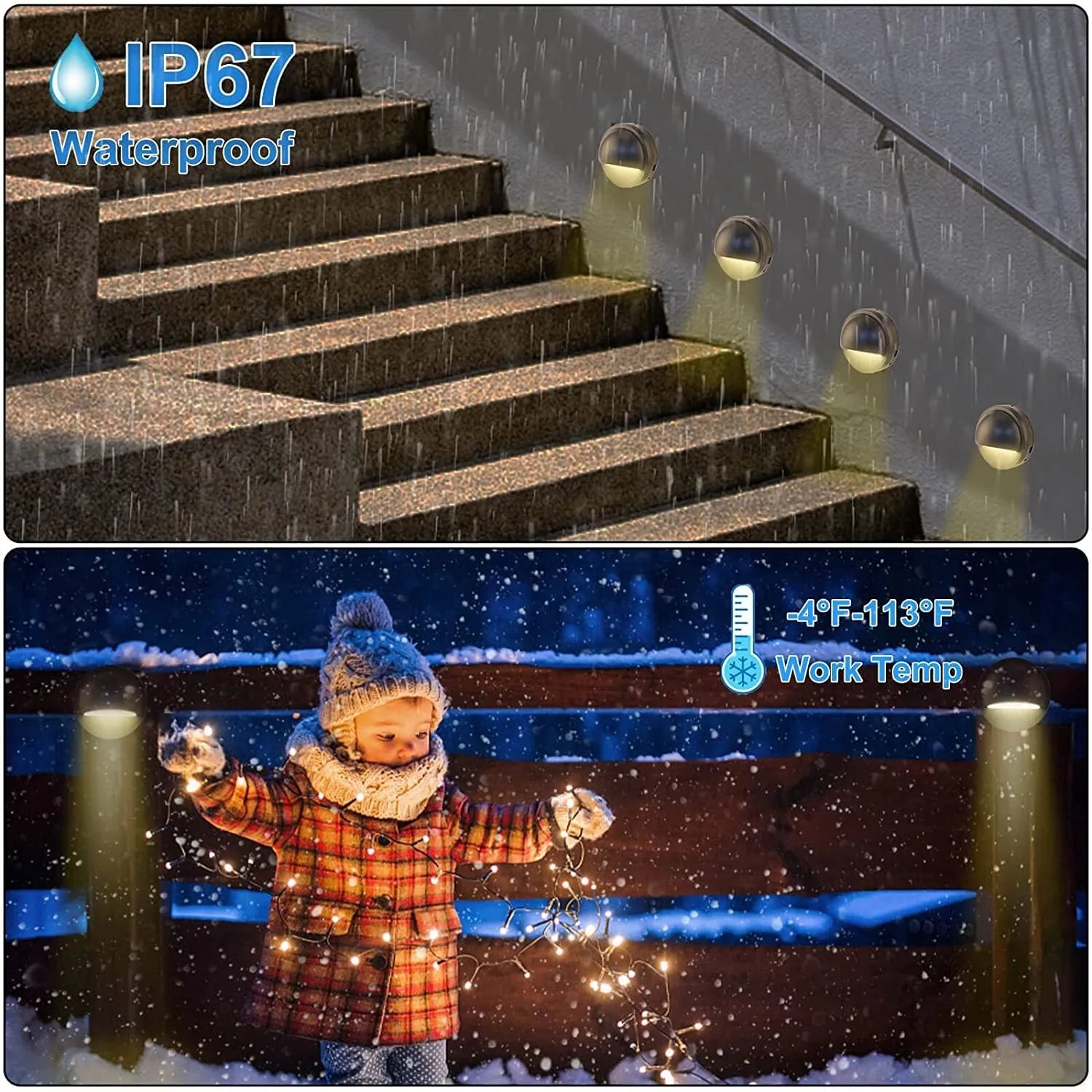 Outdoor step light with low voltage garden lighting and IP67 waterproof rating for landscape paths