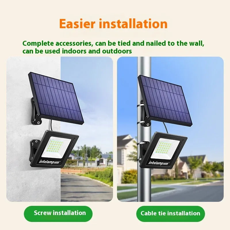 Outdoor solar garden light with solar panel and LED illumination for courtyard or pathway lighting