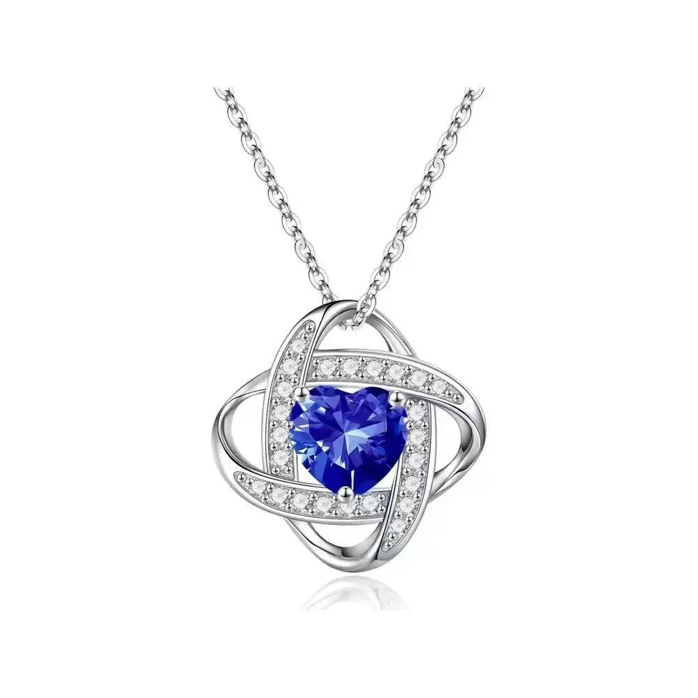 Women's copper love heart necklace with electroplated finish shown in one of five platinum colour options.