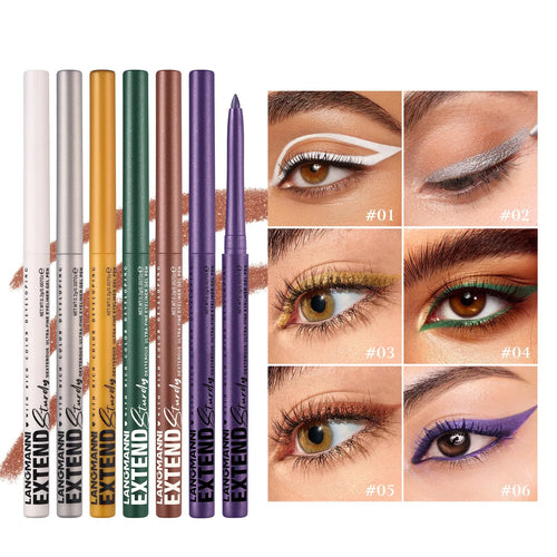 12 colourful gel glitter eyeliner pencils in matte, glitter, metallic and pearl effects