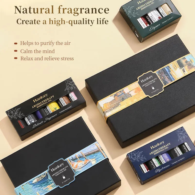 Boxed set of water-soluble aromatherapy essential oils for fresh air function