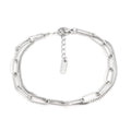 Double layer titanium steel women's bracelet with geometric line pattern in gold or silver finish