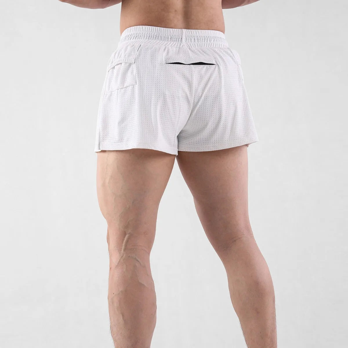 Men's quick-drying nylon summer shorts in mid waist sports leisure style in white and black