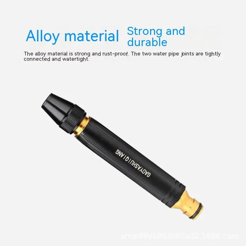 Black alloy car wash gun with straight spray nozzle and black diamond pattern