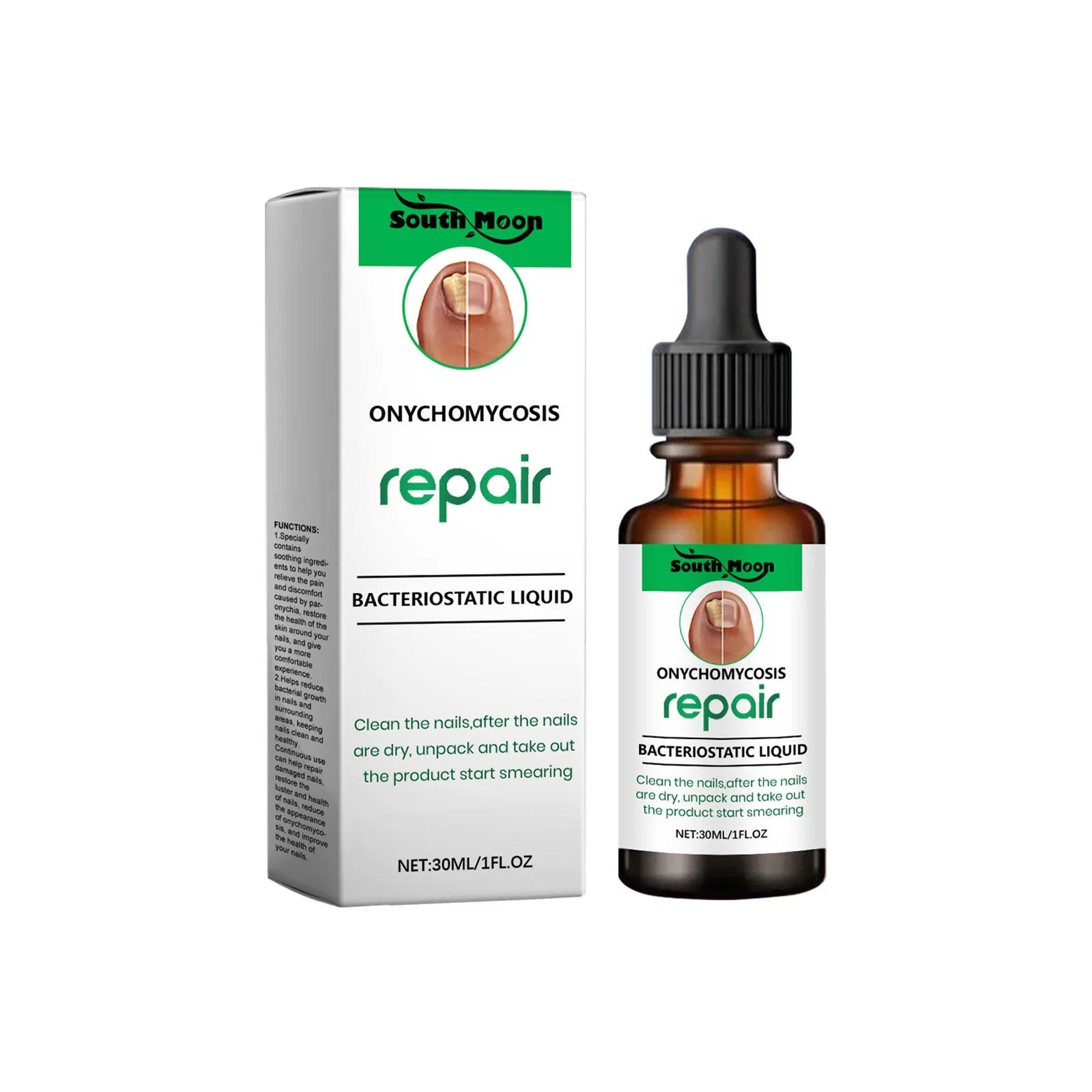 30ml bottle of daily nail cleaning solution with applicator brush for gentle nail maintenance
