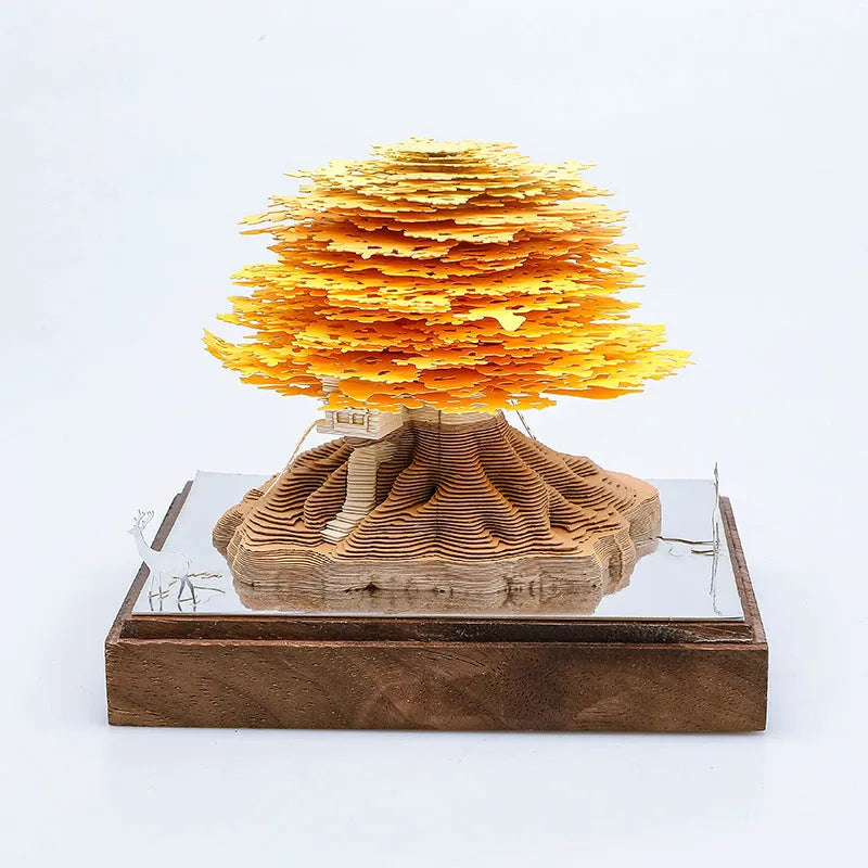 3D sticky note paper carving notepad with tear-off pages and decorative ornament design
