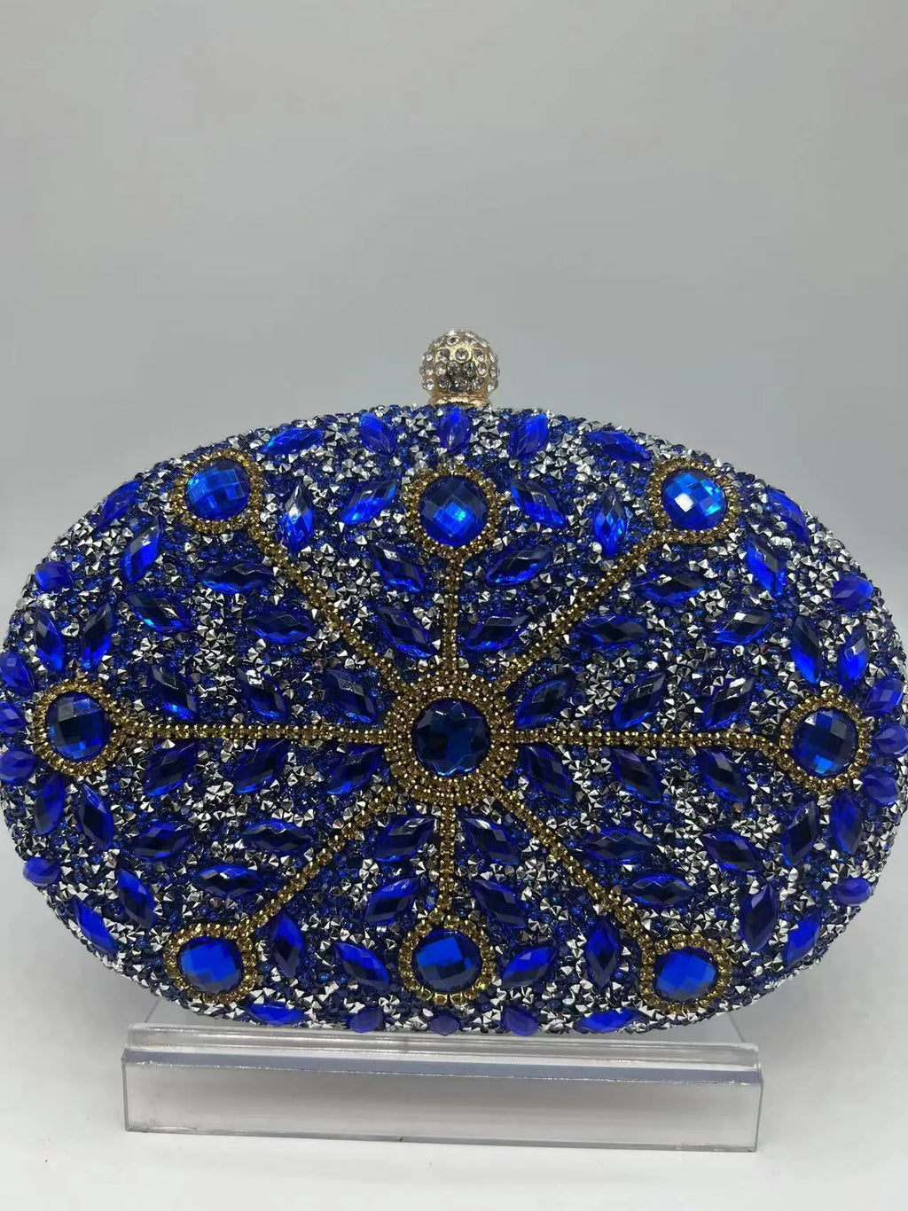 Personalized banquet women's handbag in gold with rhinestones and metal hardware, 20x15x5cm retro evening clutch