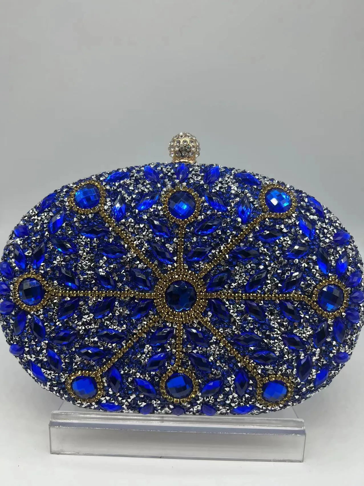 Personalized banquet women's handbag in gold with rhinestones and metal hardware, 20x15x5cm retro evening clutch