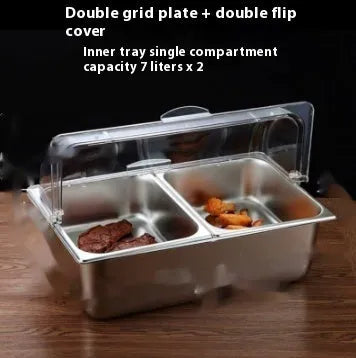 Stainless steel commercial dining plate display box with lid in multiple grid configurations