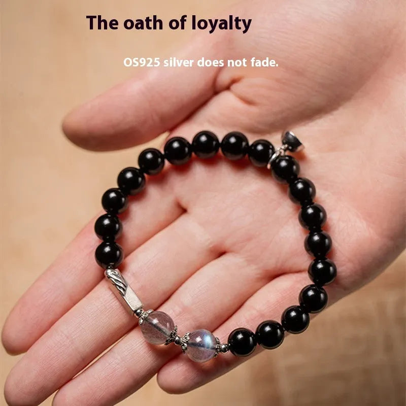 Obsidian Buddha beads couple bracelet DIY set with 8mm and 10mm beads