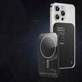 Alloy magnetic wireless power bank in black and titanium gold colours with three capacity options