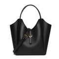 Genuine leather women's bucket handbag in retro style with large capacity and organisational features