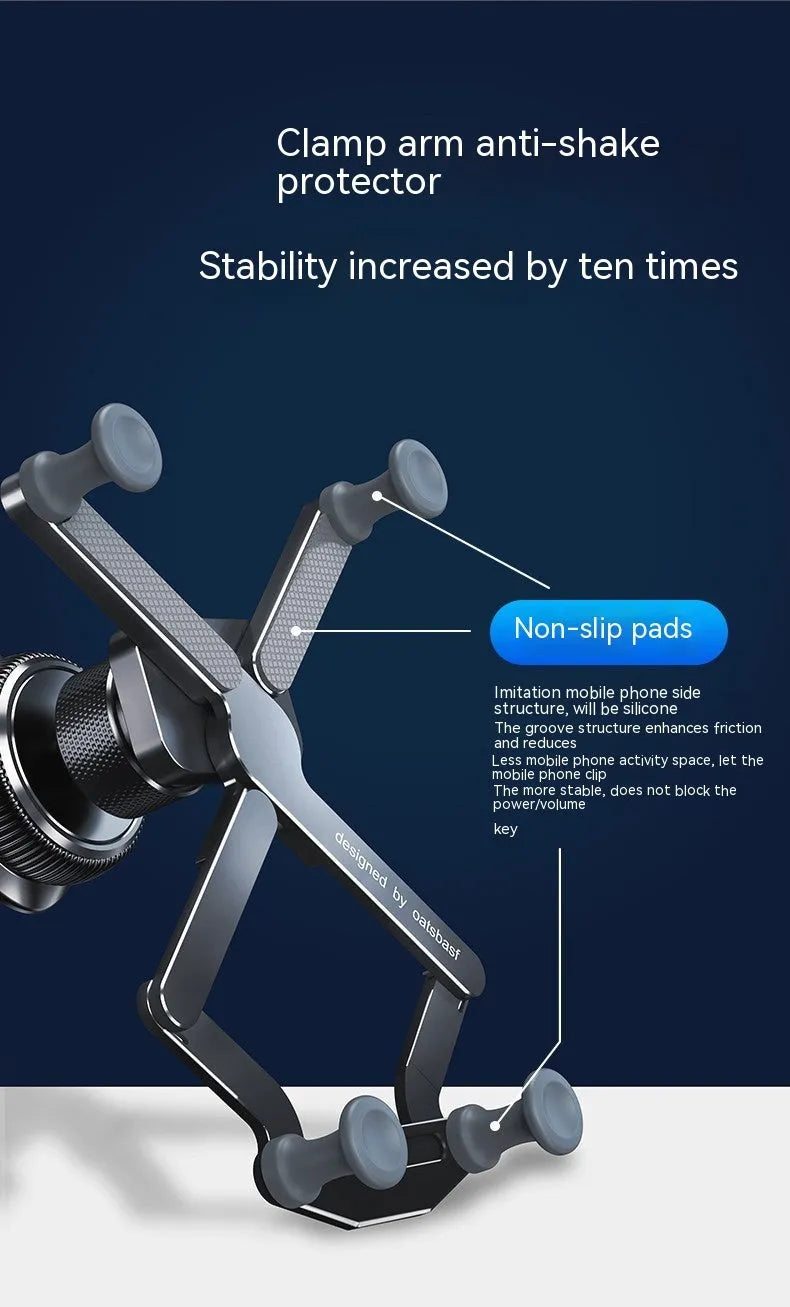 Silver alloy car air vent phone mount bracket with snap-on clips