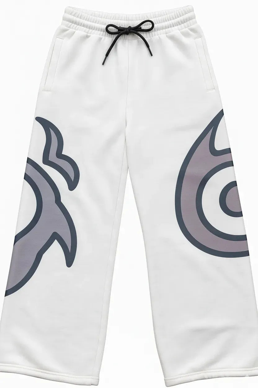 Gray polyester wide leg 3D printed sports pants with bootcut silhouette