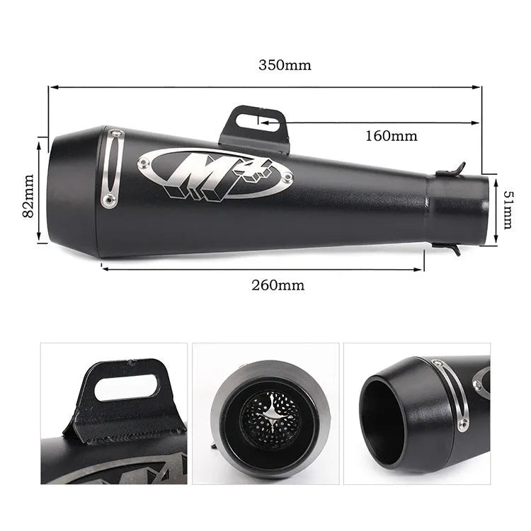 Universal M4 motorcycle exhaust pipe in multiple specification options